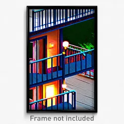 Pixel Art Poster - Flickering Balcony (8 Bit Psychedelic Video Game Print)