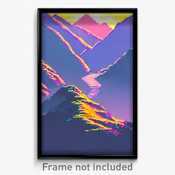 Pixel Art Poster - Tidy Mountain (8 Bit Psychedelic Trippy Video Game Print)