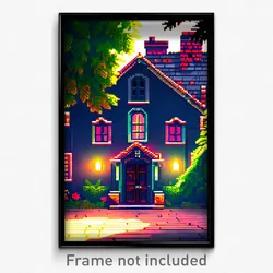 Pixel Art Poster - Pleasant Manor (8 Bit Psychedelic Trippy Video Game Print)
