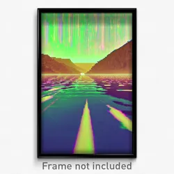 Pixel Art Poster - Glitchy Reservoir (8 Bit Psychedelic Trippy Video Game Print)