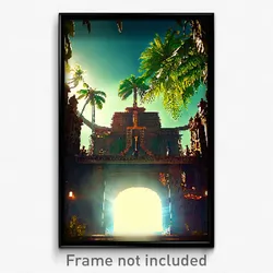 Pixel Art Poster - Monumental Jungle (8 Bit Psychedelic Trippy Video Game Print)