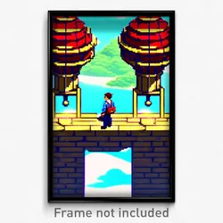 Pixel Art Poster - Puzzling Heights (8 Bit Psychedelic Trippy Video Game Print)
