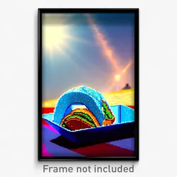 Pixel Art Poster - Sky Blue Taco (8 Bit Psychedelic Trippy Video Game Print)