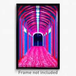 Pixel Art Poster - Rosy Tunnel (8 Bit Psychedelic Trippy Weird Video Game Print)