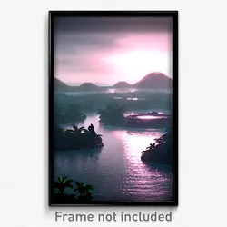 Pixel Art Poster - Dreary Lagoon (8 Bit Psychedelic Trippy Video Game Print)