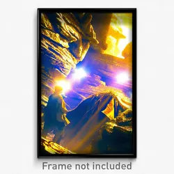 Pixel Art Poster - Golden Den (8 Bit Psychedelic Trippy Weird Video Game Print)