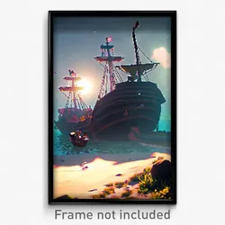Pixel Art Poster - Cute Shipwreck (8 Bit Psychedelic Trippy Video Game Print)
