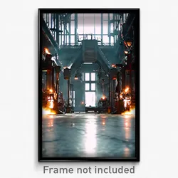 Pixel Art Poster - Haunting Foundry (8 Bit Psychedelic Trippy Video Game Print)