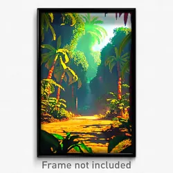 Pixel Art Poster - Normal Jungle (8 Bit Psychedelic Trippy Video Game Print)