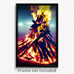 Pixel Art Poster - Velvety Bonfire (8 Bit Psychedelic Trippy Video Game Print)