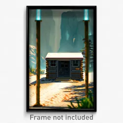 Pixel Art Poster - Meek Outpost (8 Bit Psychedelic Trippy Video Game Print)