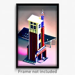 Pixel Art Poster - Extra Small American Architecture (8 Bit Video Game Print)