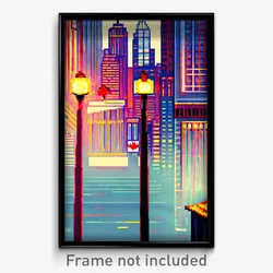 Pixel Art Poster - Ample Canadian City (8 Bit Psychedelic Video Game Print)