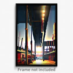 Pixel Art Poster - Old Fashioned Shipyard (8 Bit Psychedelic Video Game Print)