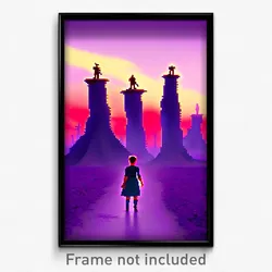 Pixel Art Poster - Violet Outback (8 Bit Psychedelic Trippy Video Game Print)