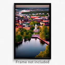 Pixel Art Poster - Harmonious Swedish City (8 Bit Psychedelic Video Game Print)