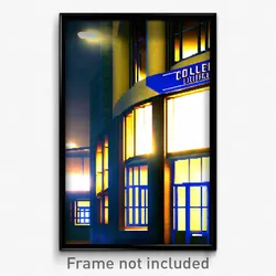 Pixel Art Poster - Blue College (8 Bit Psychedelic Trippy Video Game Print)