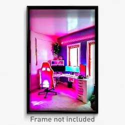 Pixel Art Poster - Rosy Gaming Room (8 Bit Psychedelic Trippy Video Game Print)