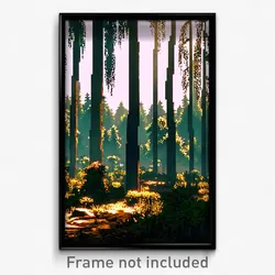 Pixel Art Poster - Coarse Forest (8 Bit Psychedelic Trippy Video Game Print)