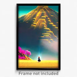 Pixel Art Poster - Fancy Mountain (8 Bit Psychedelic Trippy Video Game Print)