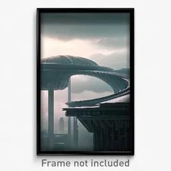 Pixel Art Poster - Gloomy Futuristic Architecture (8 Bit Video Game Print)