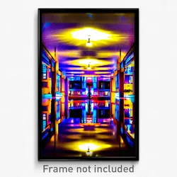 Pixel Art Poster - Kaleidoscopic Hotel Lobby (8 Bit Video Game Print)