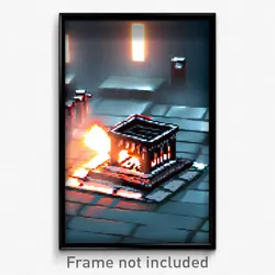 Pixel Art Poster - Rectangular Forge (8 Bit Psychedelic Trippy Video Game Print)