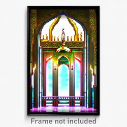 Pixel Art Poster - Zany Mosque (8 Bit Psychedelic Trippy Weird Video Game Print)