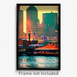 Pixel Art Poster - Nautical American City (8 Bit Psychedelic Video Game Print)
