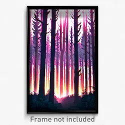 Pixel Art Poster - Bleak Forest (8 Bit Psychedelic Trippy Video Game Print)