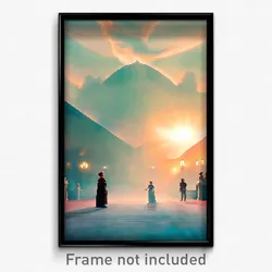 Pixel Art Poster - Heavenly Court (8 Bit Psychedelic Trippy Video Game Print)