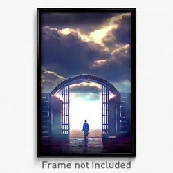 Pixel Art Poster - Cloudy Entrance (8 Bit Psychedelic Trippy Video Game Print)