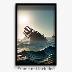 Pixel Art Poster - Wavy Sea Wreck (8 Bit Psychedelic Trippy Video Game Print)