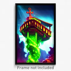 Pixel Art Poster - Slimy Ark (8 Bit Psychedelic Trippy Weird Video Game Print)