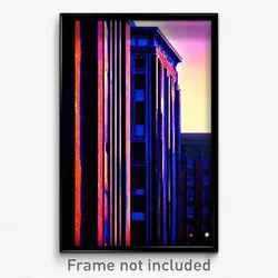 Pixel Art Poster - Dark American Architecture (8 Bit Video Game Print)