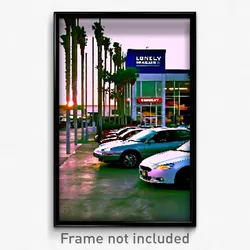 Pixel Art Poster - Lonely Car Dealership (8 Bit Psychedelic Video Game Print)