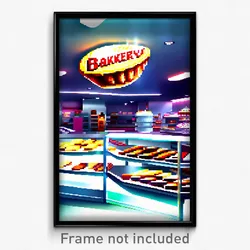 Pixel Art Poster - Glossy Bakery (8 Bit Psychedelic Trippy Video Game Print)