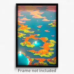 Pixel Art Poster - Virtual Atoll (8 Bit Psychedelic Trippy Video Game Print)