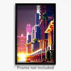 Pixel Art Poster - Fabulous Indian City (8 Bit Psychedelic Video Game Print)