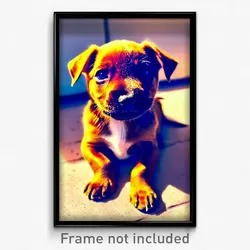 Pixel Art Poster - Adorable Puppy (8 Bit Psychedelic Trippy Video Game Print)