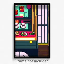 Pixel Art Poster - Stylish Sushi (8 Bit Psychedelic Trippy Video Game Print)