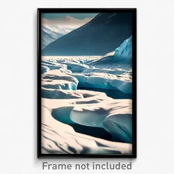 Pixel Art Poster - Simple Glacier (8 Bit Psychedelic Trippy Video Game Print)