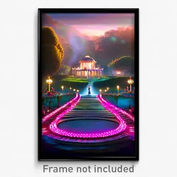 Pixel Art Poster - Enchanted Belvedere (8 Bit Psychedelic Video Game Print)