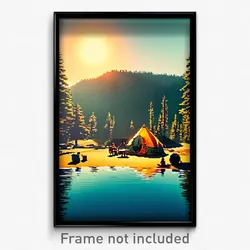 Pixel Art Poster - Uncommon Camp (8 Bit Psychedelic Trippy Video Game Print)