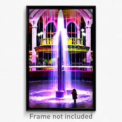 Pixel Art Poster - Strange Fountain (8 Bit Psychedelic Trippy Video Game Print)