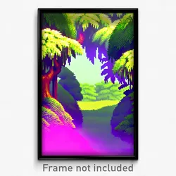 Pixel Art Poster - Brisk Grove (8 Bit Psychedelic Trippy Weird Video Game Print)