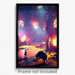Pixel Art Poster - Damaged Menagerie (8 Bit Psychedelic Trippy Video Game Print)