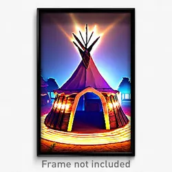 Pixel Art Poster - Quaint Tepee (8 Bit Psychedelic Trippy Video Game Print)