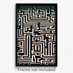 Pixel Art Poster - Wide Maze (8 Bit Psychedelic Trippy Weird Video Game Print)