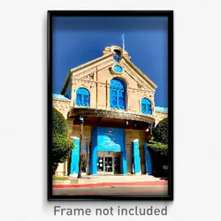 Pixel Art Poster - Sky Blue Museum (8 Bit Psychedelic Trippy Video Game Print)